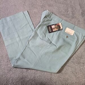 Thomson Mens 36x30 Pleated Trousers Seafoam Green Vintage Cotton Deadstock USA
